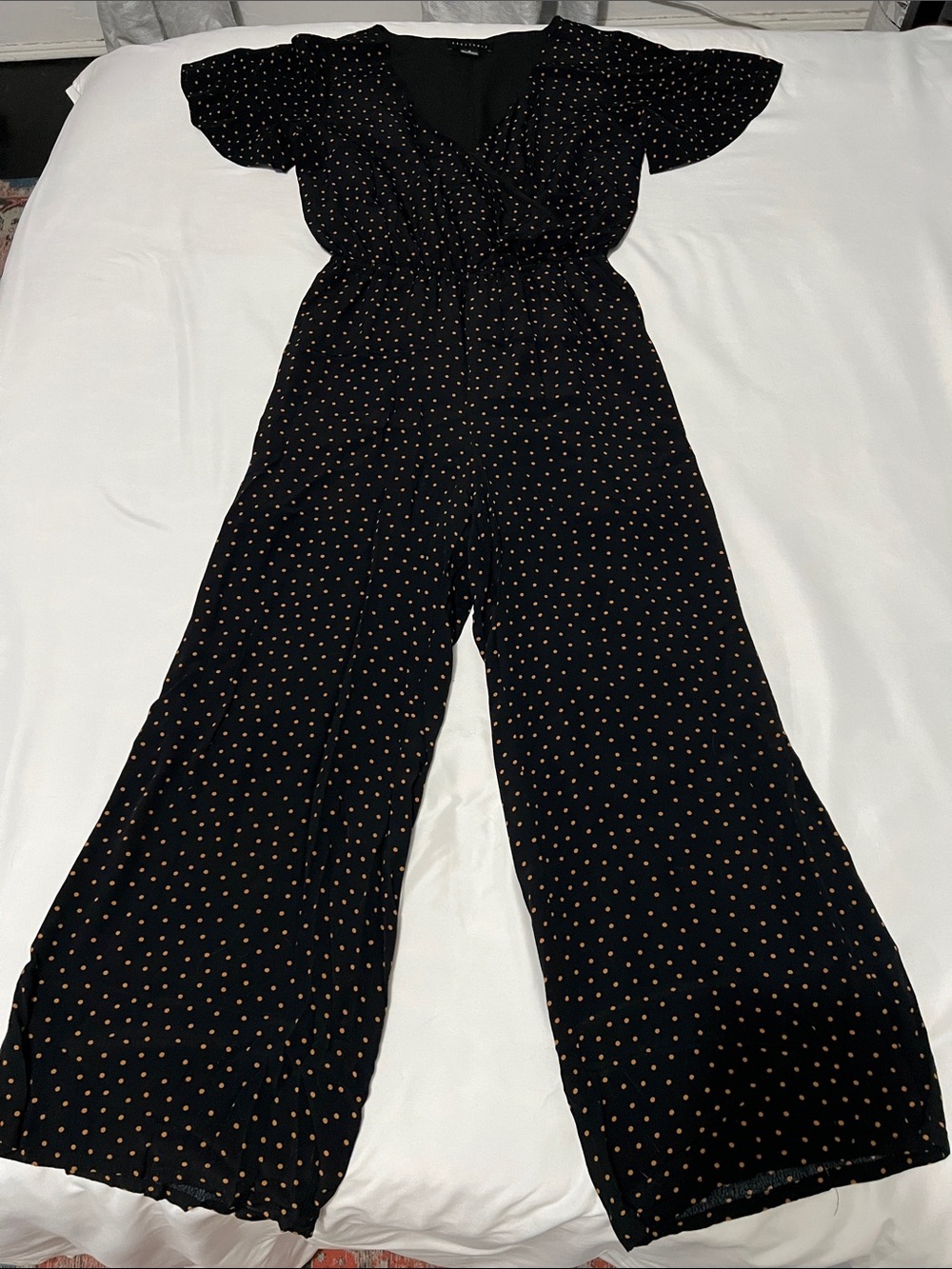 Sanctuary Black/Tan Polka Dot Cropped Leg Jumpsuit